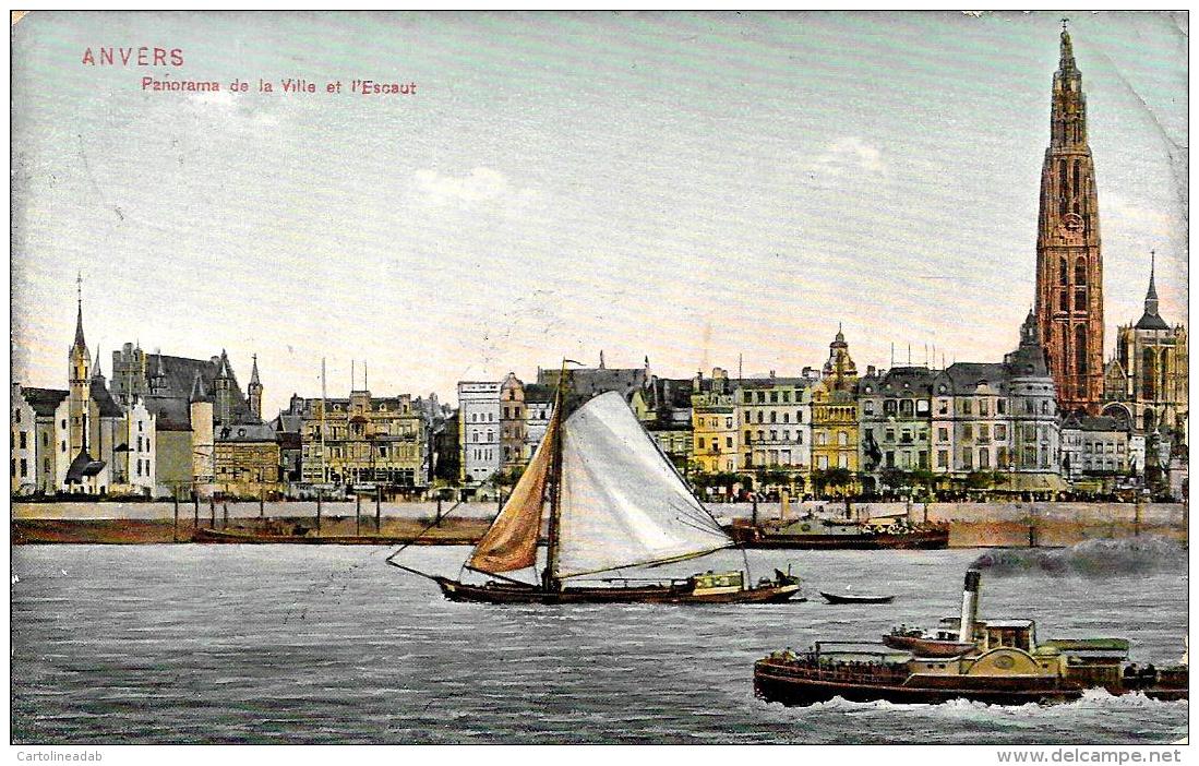 [DC2787] CPA - BELGIO - ANVERS - PANORAMA DE LA VILLE ET L'ESCAUT - Viaggiata - Old Postcard - Altri & Non Classificati