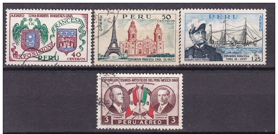 PEROU - N°Y&T - Série Av 121/4 - Les 4 Valeurs - Exposition Francaise De Lima  - Tous Oblit - Pérou