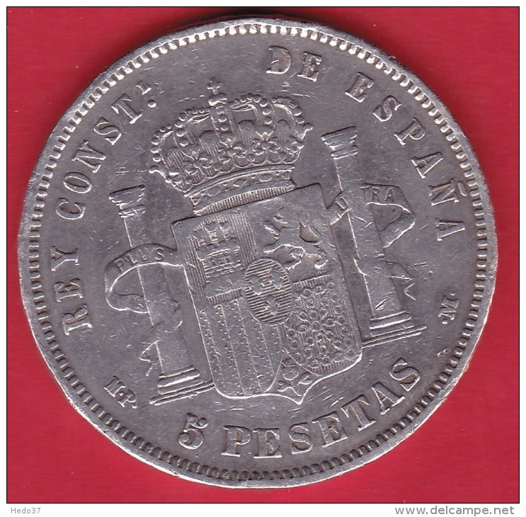 Espagne - 5 Pésétas 1888 - Alfonso XIII - Argent - TB - Otros & Sin Clasificación