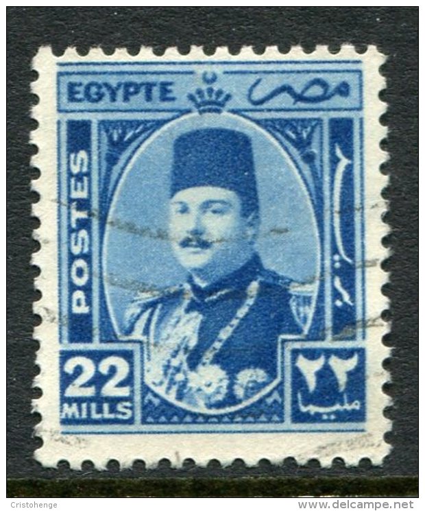 Egypt 1944-52 King Farouk - 22m Dull Ultramarine Used (SG 301) - Gebruikt