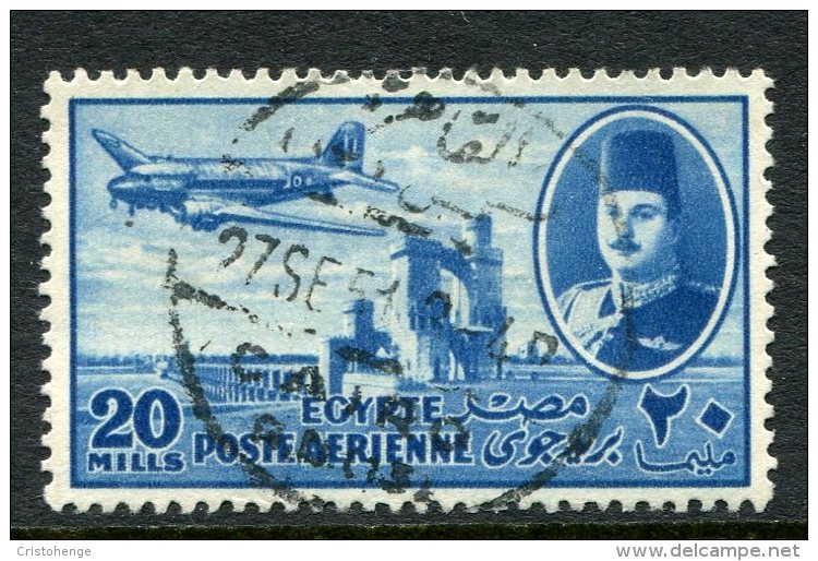 Egypt 1947 Air - 20m Blue Used (SG 328) - Used Stamps