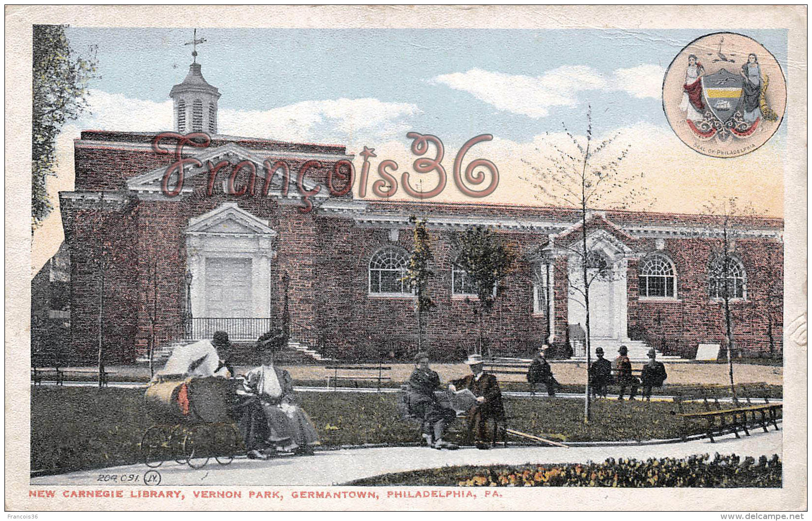 Pennsylvania - New Carnegie Library Vernon Park Germantown - Philadelphia - 2 SCANS - Philadelphia