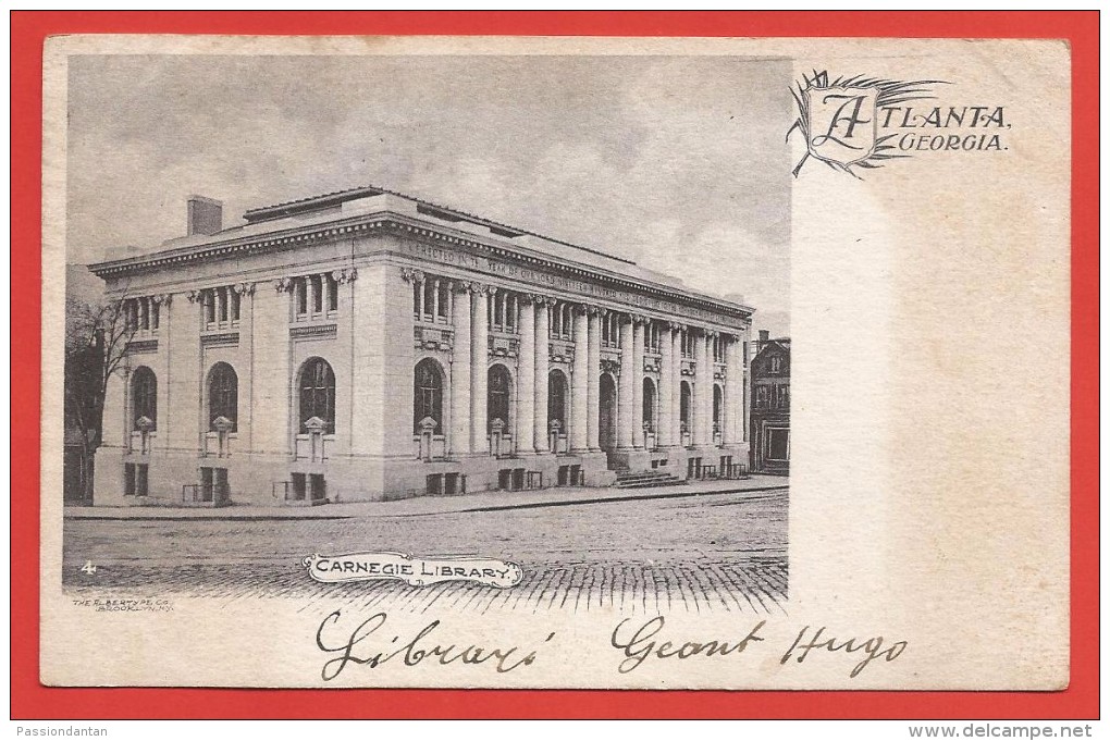 CPA États Unis - Post Card - Atlanta Georgia - Carnegie Library - Atlanta