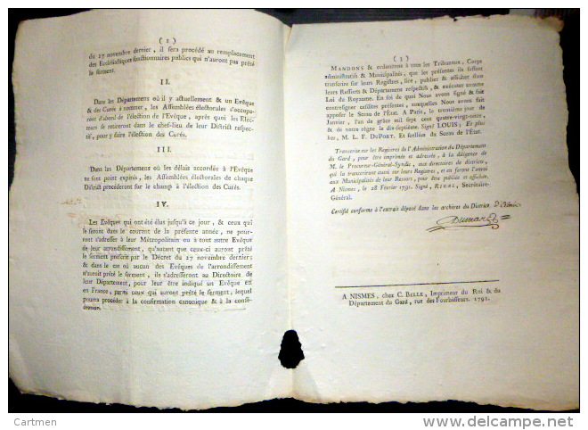 LOI RELATIVE ALA PRESTATION DE SERMENT DES  ECCLESIASTIQUES - Décrets & Lois