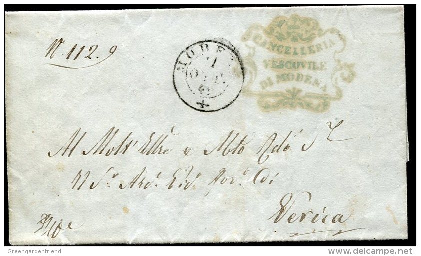 8630 Italia, Lettera Parrocchiale,1849, Da Modena A Verica Pavullo,  Il Vescovo Di Modena,bishop,bischof,eveque - 1. ...-1850 Prefilatelia