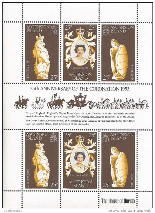 E)1978 ASCENSION ISLAND,  25TH ANNIVERSARY OF THE CORONATION, QUEEN ELIZABETH, SOUVENIR SHEET, MNH - Other & Unclassified