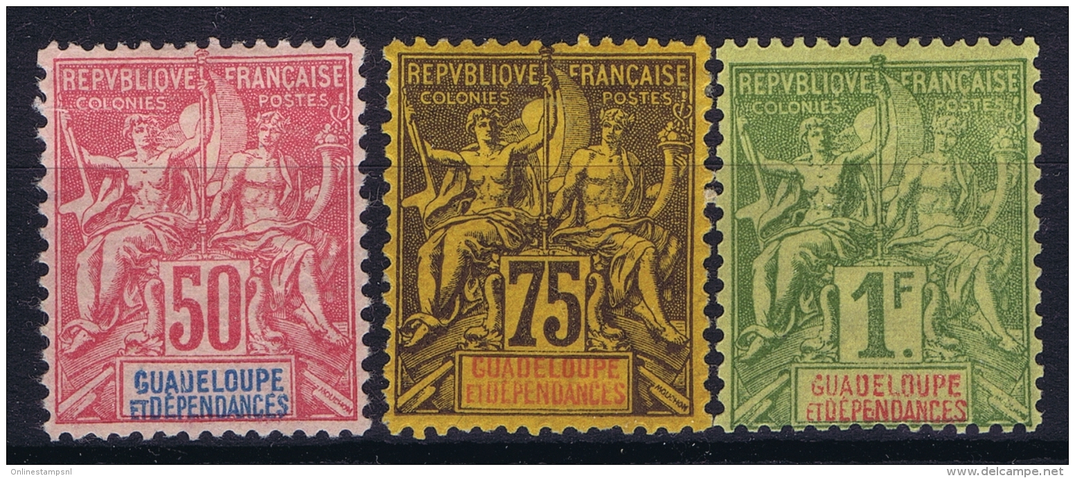 GUADELOUPE Yv Nr 37 - 39   MH/* Falz/ Charniere  1 Franc = Signed - Nuevos