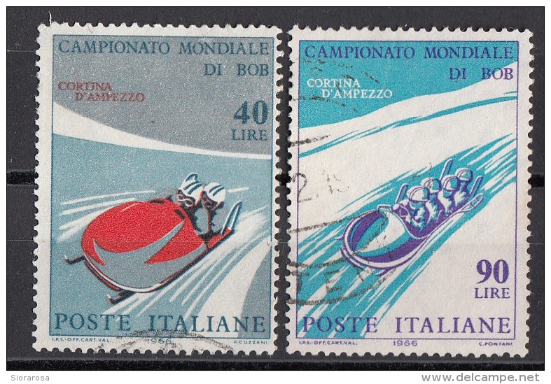 1107 Italia 1966 Cortina Campionato Mondiale BOB - Bobsled Championships  - Viaggiato Used - Full Set - Italy - 1961-70: Usati