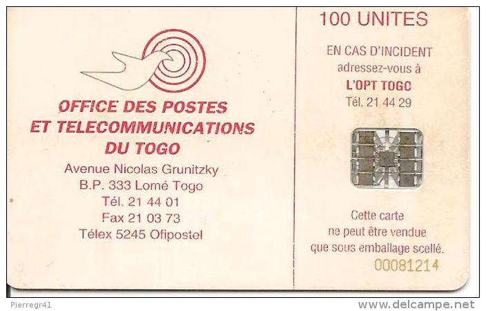 CARTE PUCE-TOGO-100U-TOGOPAC-SC7-Série 2-Puce Au V°-TBE - Togo