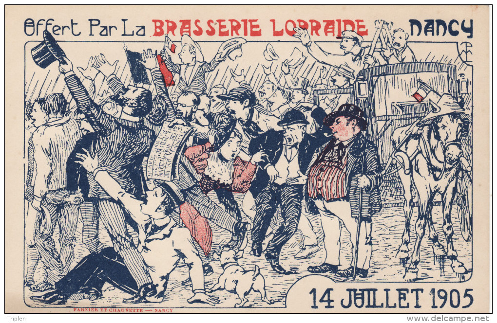 14 Juillet 1905 - La Brasserie Lorraine - Nancy - Carte Pub - Nancy