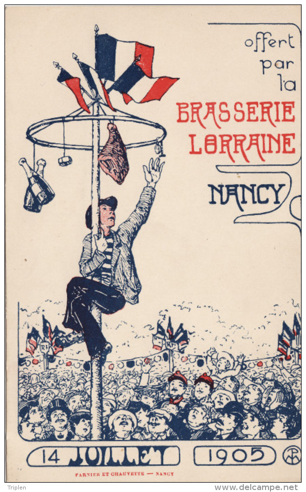 14 Juillet 1905 - La Brasserie Lorraine - Nancy - Carte Pub - Nancy