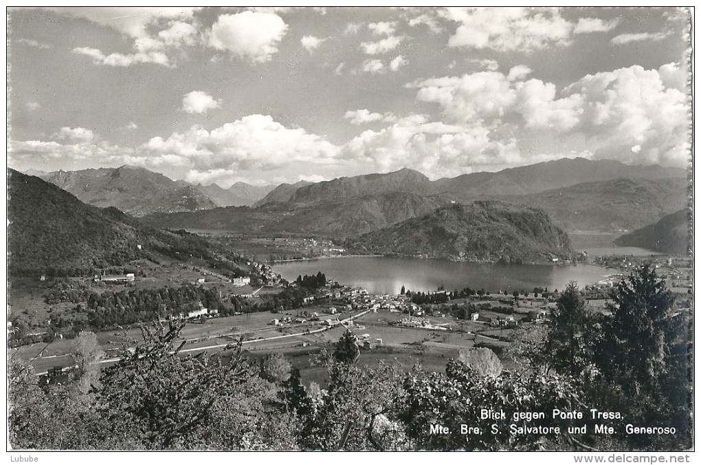 Ponte Tresa - Blick Gegen Mte Bre, S.Salvatore Und Mte Generoso          Ca. 1950 - Tresa