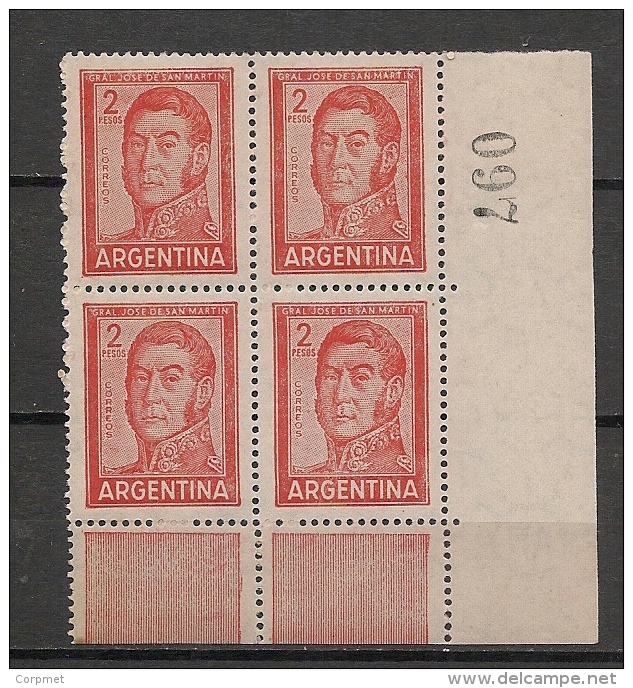 ARGENTINA - Proceres Y Riqueza Nacionales II - # 604Ba  - CUADRO Con Margenes -San Martin 19,5x26 Mm- Numerado - MINT NH - Neufs