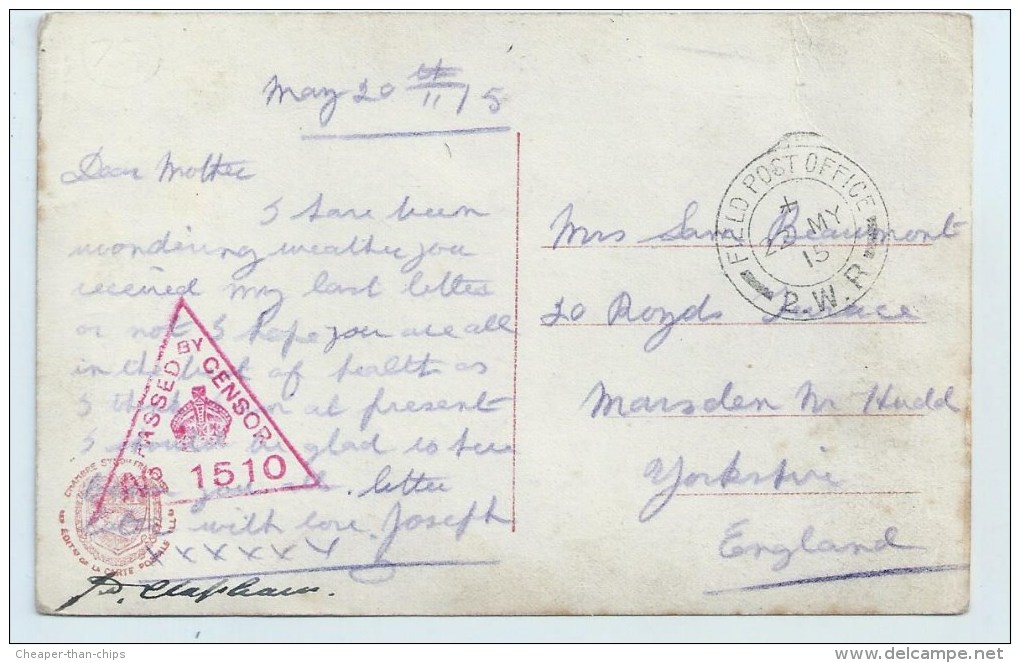 F.P.O. 2.W.R. On PC - Postmark Collection