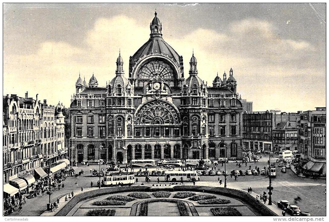 [DC2792] CPA - BELGIO - ANVERS - ANTWERPEN - GARE CENTRALE - ANIMATA - Non Viaggiata - Old Postcard - Antwerpen