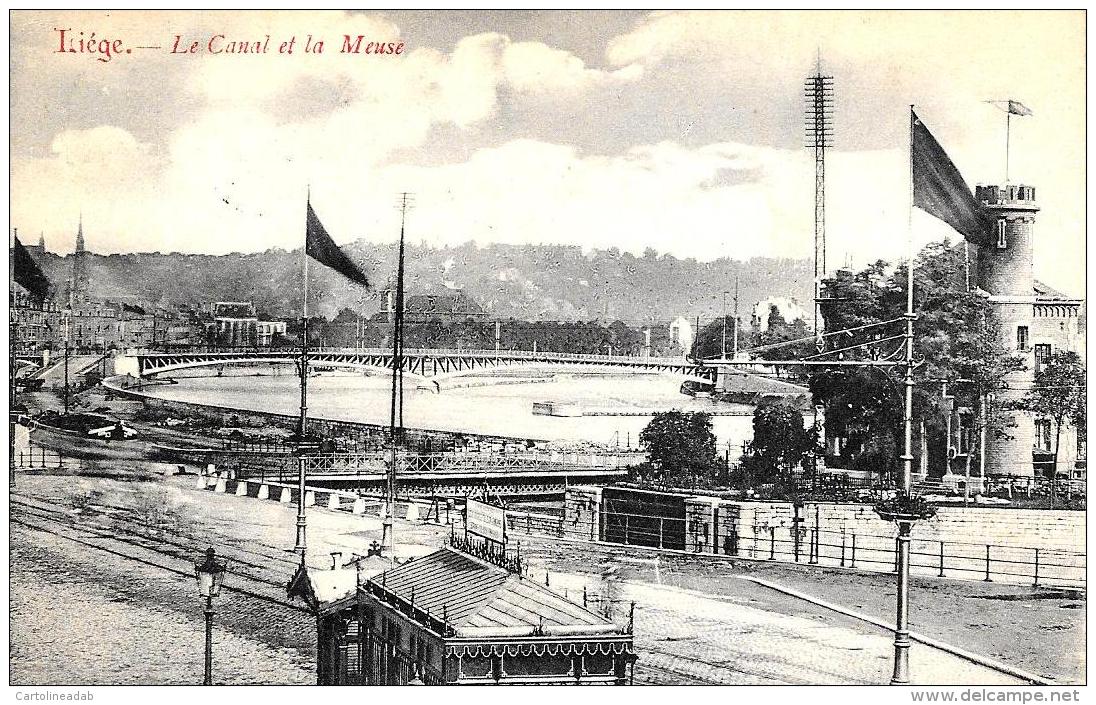 [DC2793] CPA - BELGIO - LIEGE - LE CANAL ET LA MEUSE - Viaggiata 1907 - Old Postcard - Liège