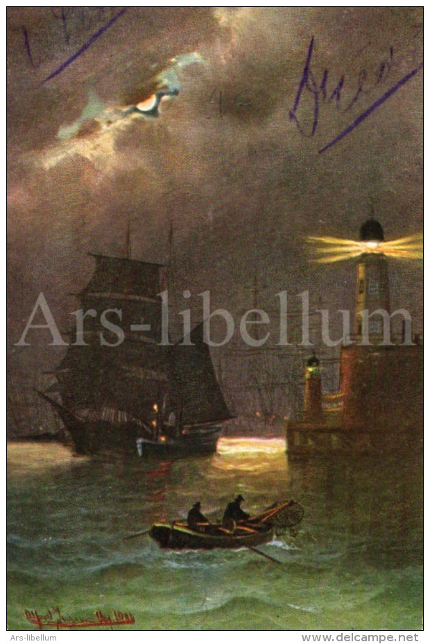 Postcard / CP / Artist / Alfred J (?) / Ship / Lighthouse / Ed. T.S.N. / Serie 709 / 1907 - Autres & Non Classés