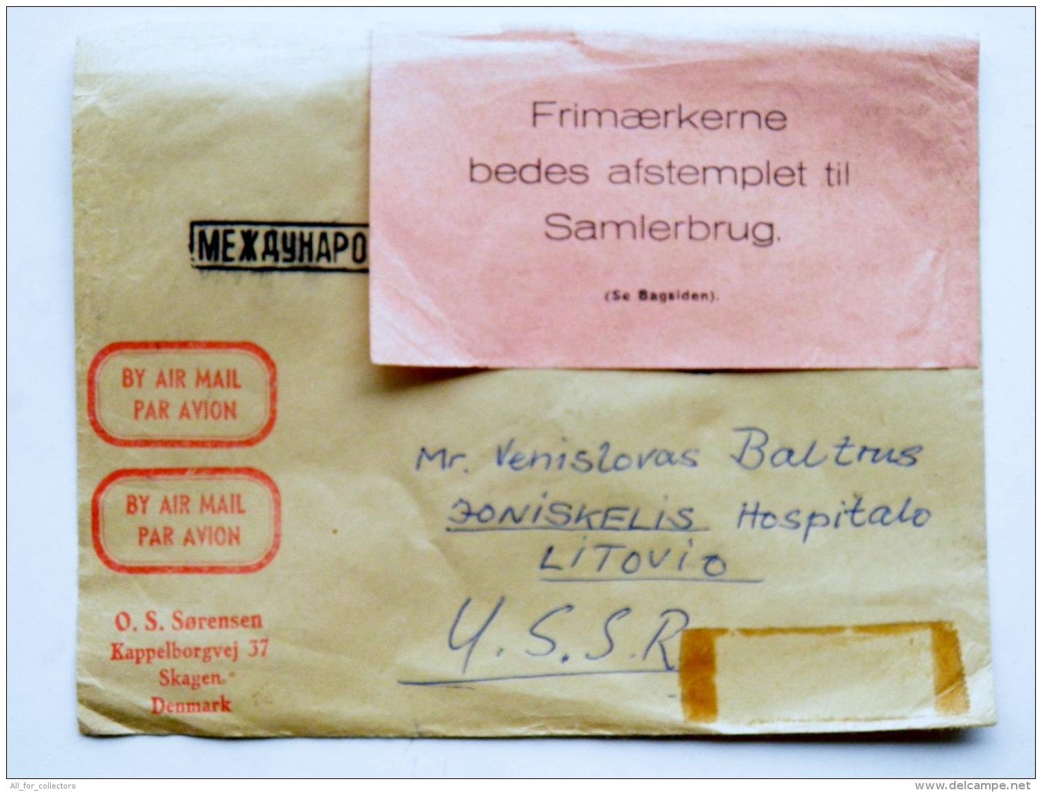 Cover From Denmark To Lithuania On 1961 Skagen Ballerina Ballet-dancer - Covers & Documents