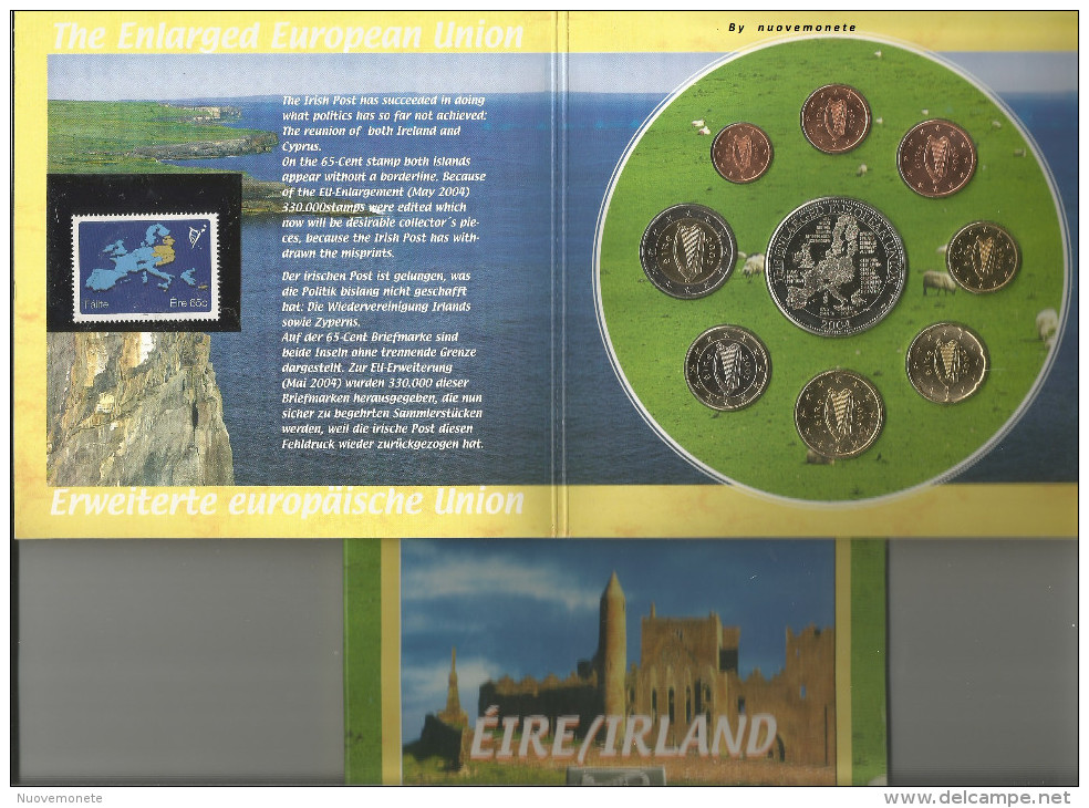 IRLANDA IRLANDE "ALLARGAMENTO UNIONE EUROPEA" 2003 8 Val. + Med E FRANCOBOLLO ERRATO  0,65 Euro 2004 - Irland