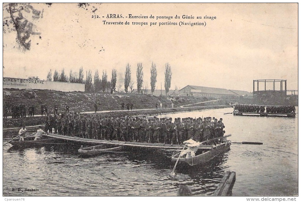 Arras Exercices De Passage Du Génie Traversée Des Troupes Navigation Barques Pas-de-Calais 62 - Arras