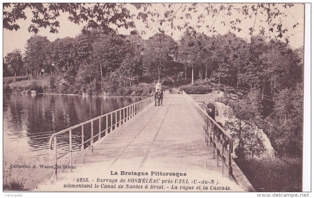 Carte 1915 BARRAGE DE BOSMELEAC PRES DE UZEL / LA DIGUE ET LA CASCADE - Bosméléac