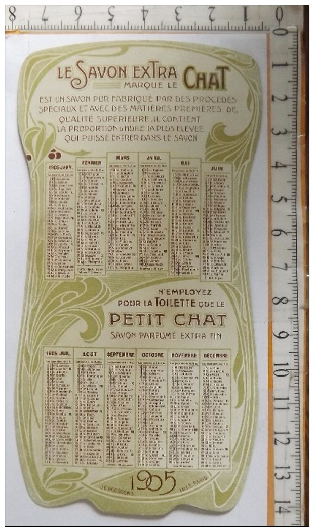 Chromo Calendrier 1905 /  SAVON LE CHAT à Travers Le Monde / Japon / Femme Lingère / Style Art Nouveau - Autres & Non Classés