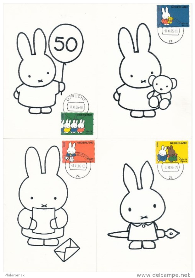 D22771 - 6 CARTES MAXIMUM CARDS RR FD 2005 NEDERLAND - 6 STUKS NIJNTJE MIFFY KINDERZEGELS - DICK BRUNA DUTCH ILLUSTRATOR - Maximum Cards