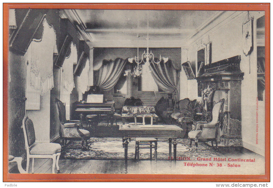 Carte Postale 31. Luchon Grand Hotel Continental  Le Salon  Trés Beau Plan - Luchon