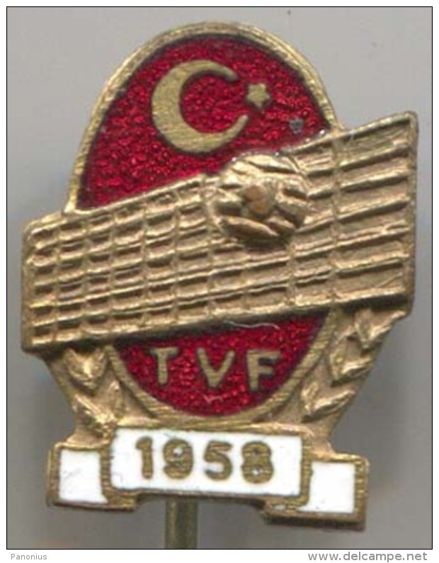 VOLLEYBALL - TVF Federation Turkey, Vintage Pin Badge, Enamel - Volleyball