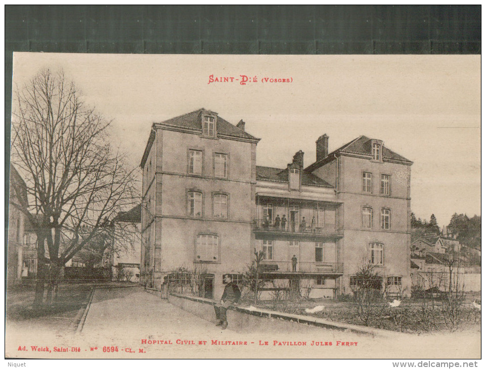 88 VOSGES ST-DIE, Hôpital Civil Et Militaire, Pavillon Jules Ferry, Animée, 1919,  (Ad. Weick) - Saint Die