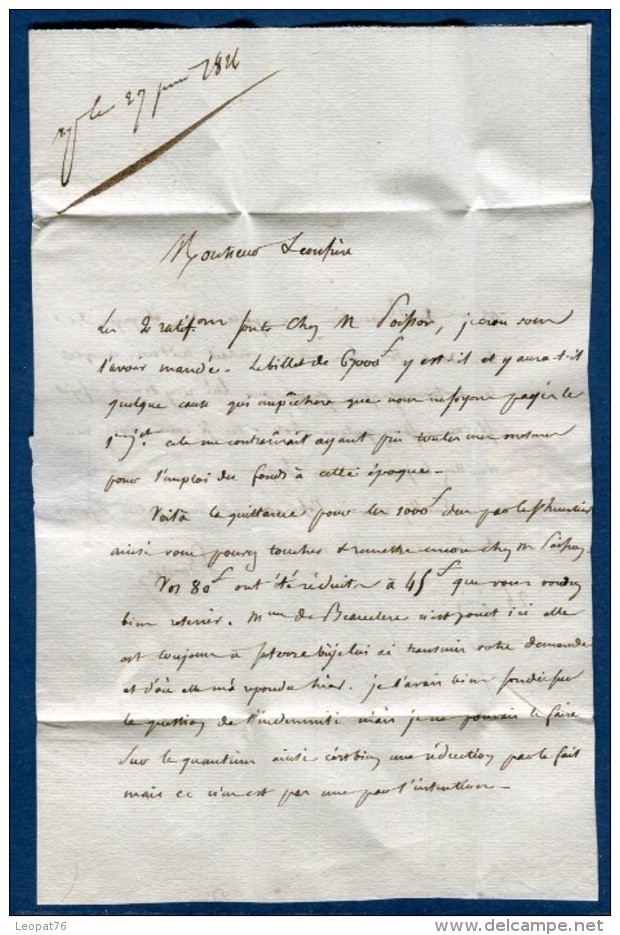 France  - Lettre Avec Texte De Orléans Pour Lizy Sur Ourcq 1826   Voir 3 Scans   Réf. 828 - 1801-1848: Precursors XIX