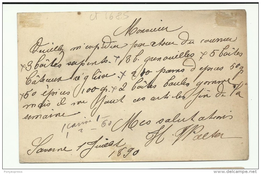 1890: Entier Postal Allemand Posté De Zabern En Alsace Pour Strasbourg - Covers & Documents