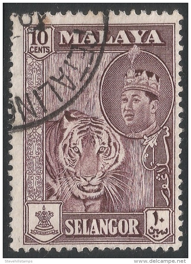 Selangor(Malaysia). 1961-62 Sultan Salahuddin Abdul Aziz. 10c Used. SG 134 - Selangor
