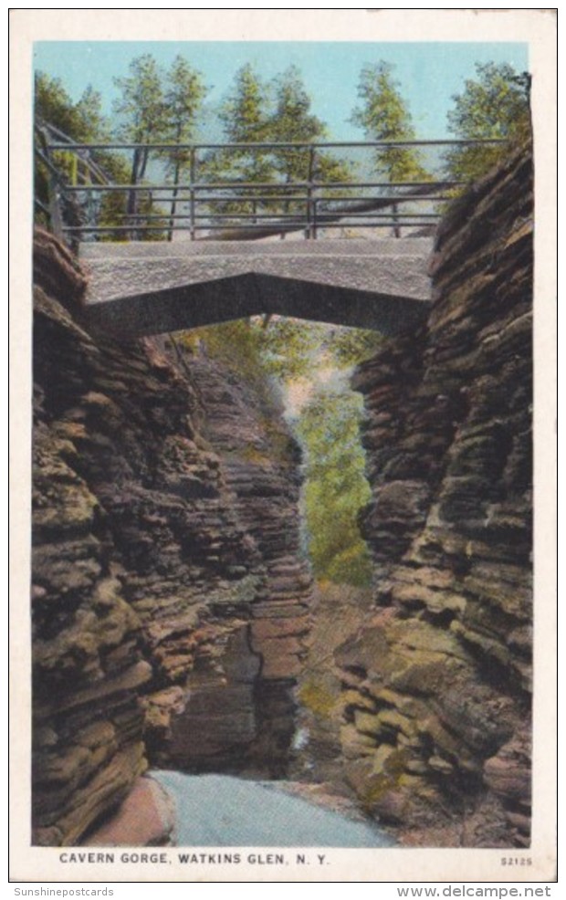 Cavern Gorge Watkins Glen New York Curteich - Adirondack