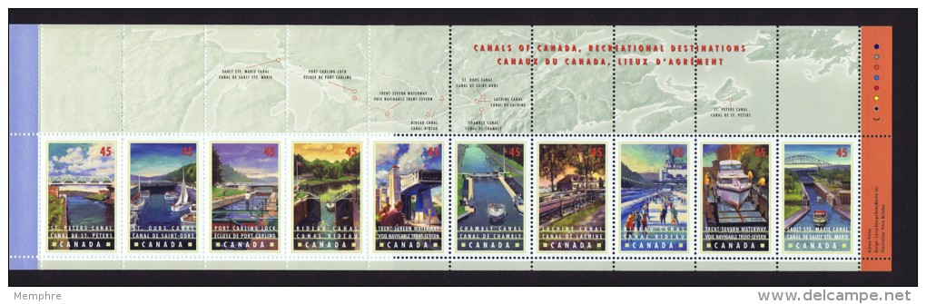 1998   Historical Canals Of Canada   Sc 1725-34  -- BK 208 - Full Booklets