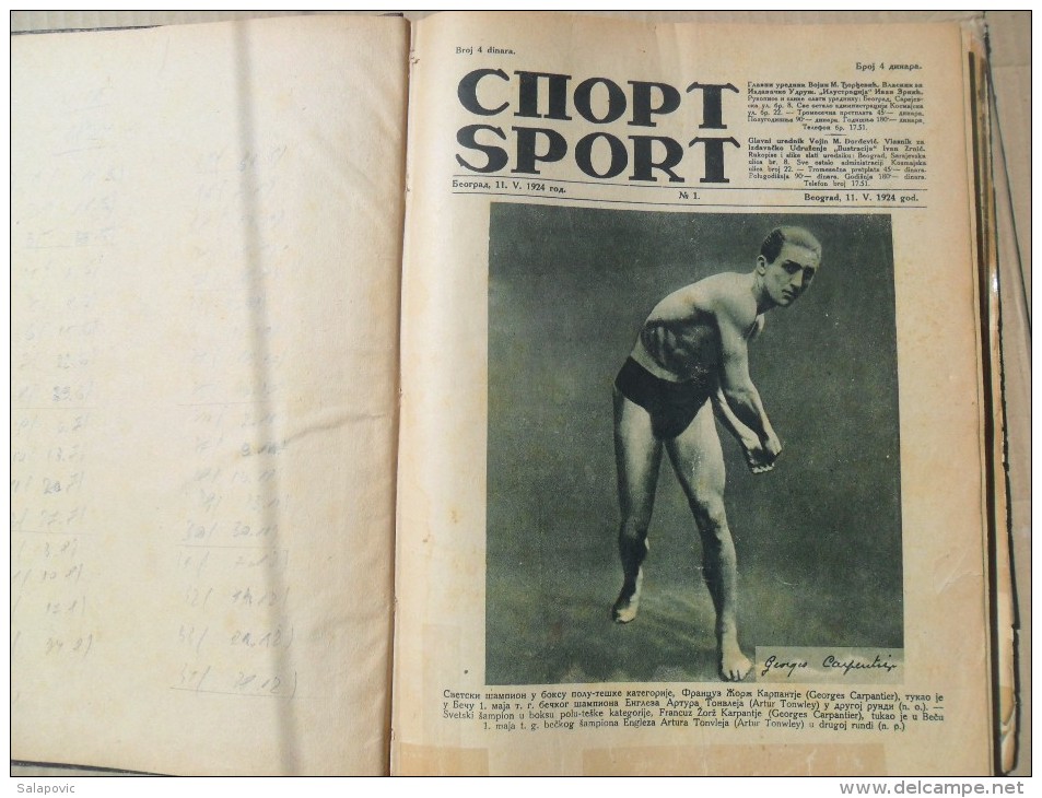 SPORT, BEOGRAD 1924/25 SPORTSKE NOVINE KRALJEVINA SHS UVEZANO 40 BROJEVA, SPORTS NEWS KINGDOM SHS Bound 40 NUMBERS - Slavische Talen