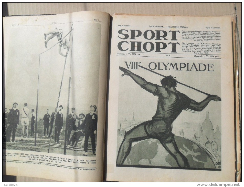 SPORT, BEOGRAD 1924/25 SPORTSKE NOVINE KRALJEVINA SHS UVEZANO 40 BROJEVA, SPORTS NEWS KINGDOM SHS Bound 40 NUMBERS - Slavische Talen