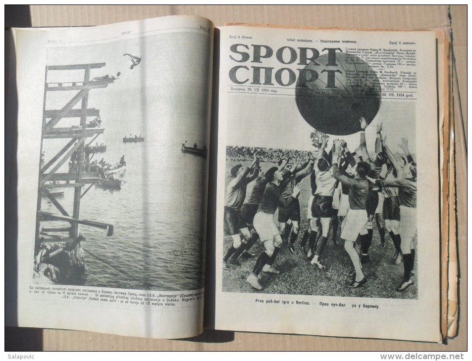 SPORT, BEOGRAD 1924/25 SPORTSKE NOVINE KRALJEVINA SHS UVEZANO 40 BROJEVA, SPORTS NEWS KINGDOM SHS bound 40 NUMBERS