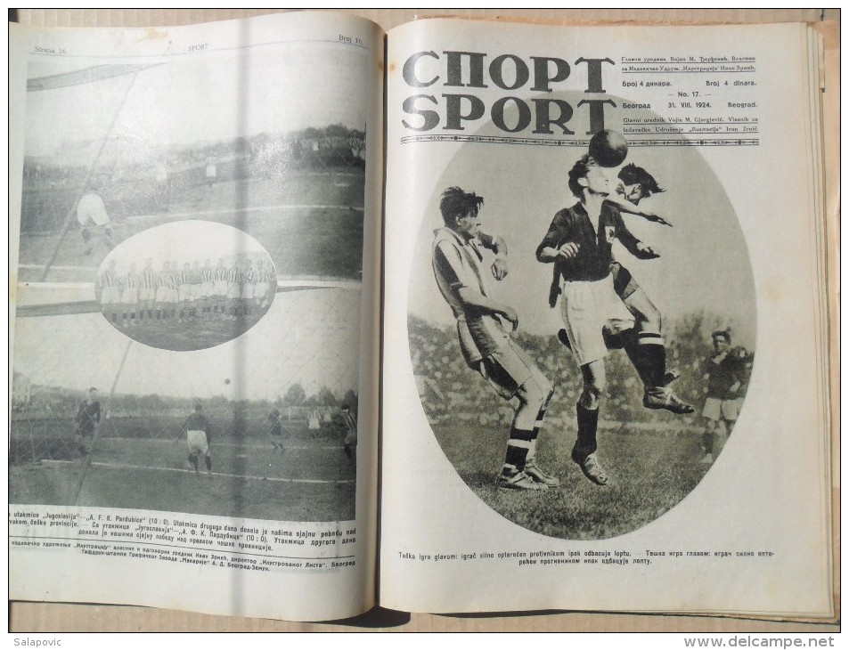 SPORT, BEOGRAD 1924/25 SPORTSKE NOVINE KRALJEVINA SHS UVEZANO 40 BROJEVA, SPORTS NEWS KINGDOM SHS bound 40 NUMBERS