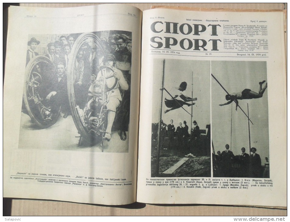 SPORT, BEOGRAD 1924/25 SPORTSKE NOVINE KRALJEVINA SHS UVEZANO 40 BROJEVA, SPORTS NEWS KINGDOM SHS bound 40 NUMBERS