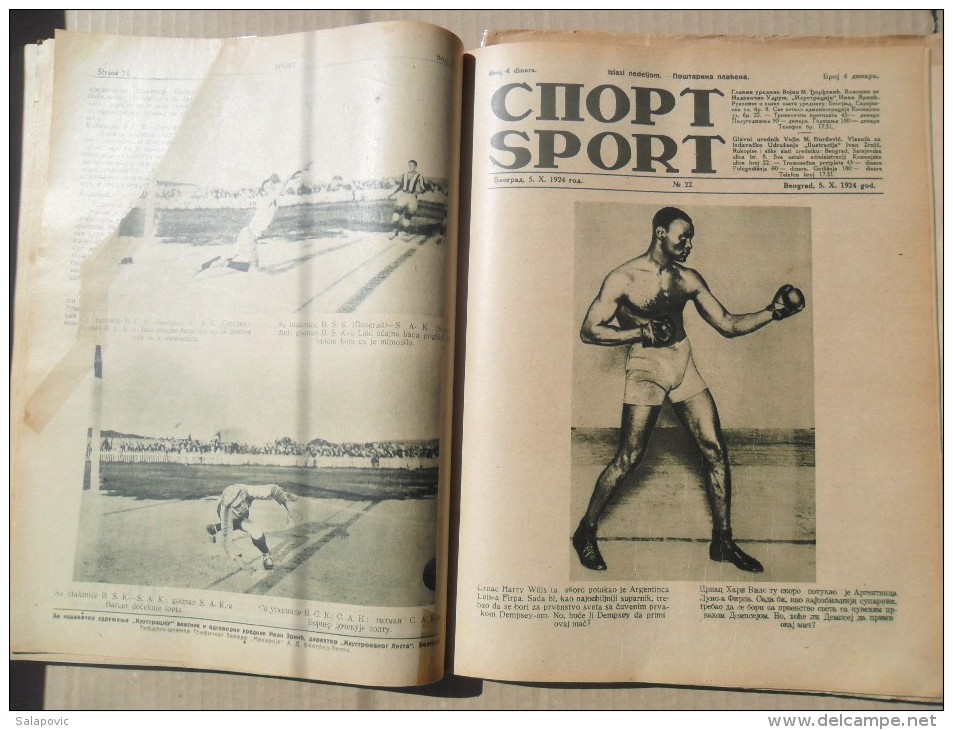 SPORT, BEOGRAD 1924/25 SPORTSKE NOVINE KRALJEVINA SHS UVEZANO 40 BROJEVA, SPORTS NEWS KINGDOM SHS bound 40 NUMBERS