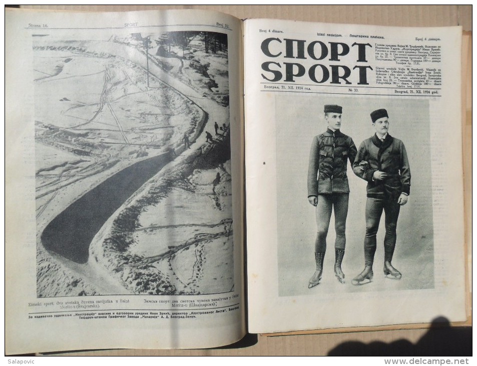 SPORT, BEOGRAD 1924/25 SPORTSKE NOVINE KRALJEVINA SHS UVEZANO 40 BROJEVA, SPORTS NEWS KINGDOM SHS bound 40 NUMBERS