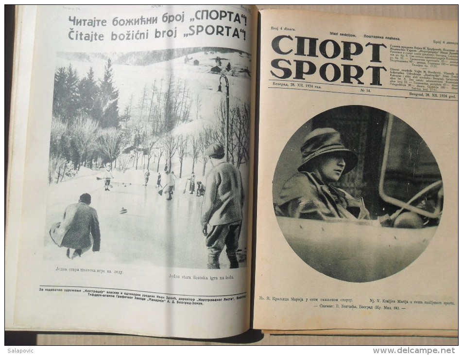 SPORT, BEOGRAD 1924/25 SPORTSKE NOVINE KRALJEVINA SHS UVEZANO 40 BROJEVA, SPORTS NEWS KINGDOM SHS bound 40 NUMBERS