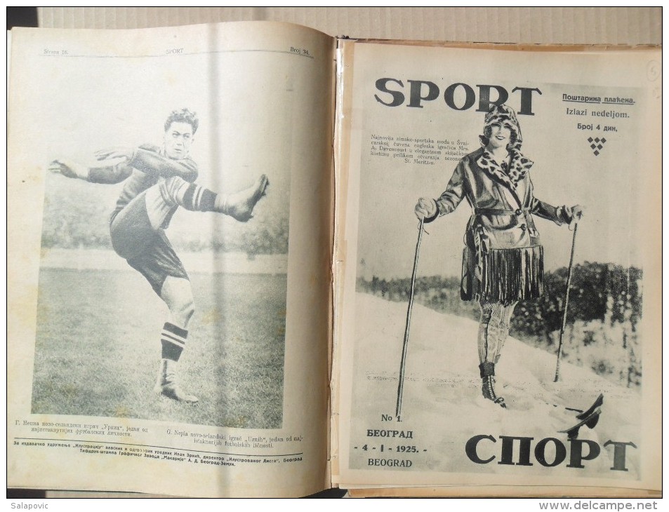 SPORT, BEOGRAD 1924/25 SPORTSKE NOVINE KRALJEVINA SHS UVEZANO 40 BROJEVA, SPORTS NEWS KINGDOM SHS bound 40 NUMBERS