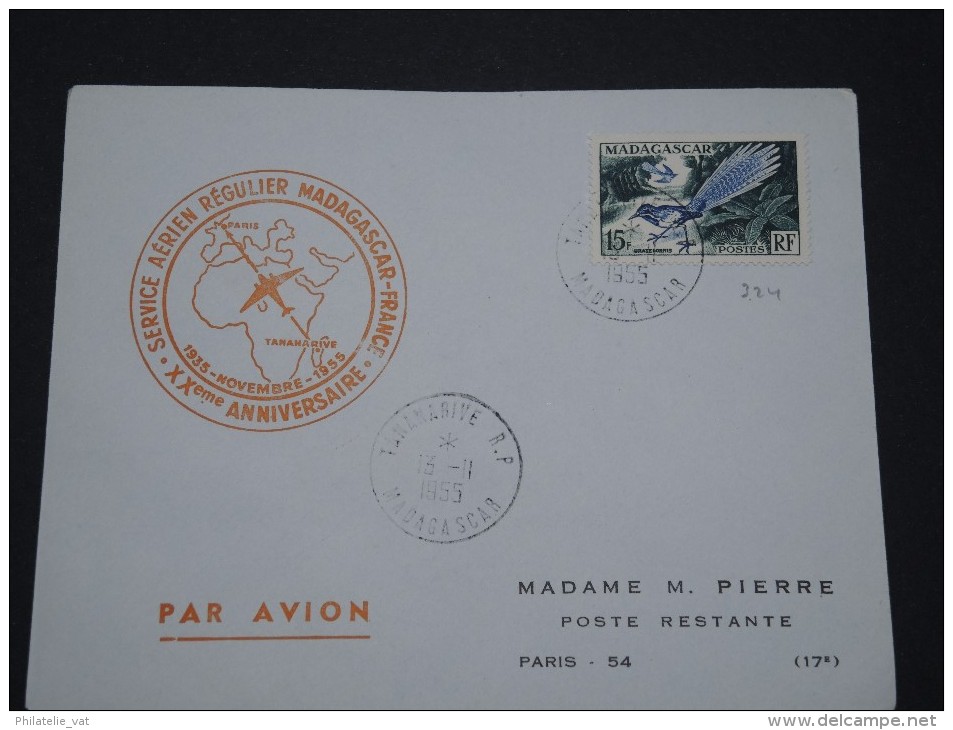 MADAGASCAR - Env 20e Anniversaire Service Régulier Avec La France - Nov 1955 - A Voir - P17880 - Aéreo