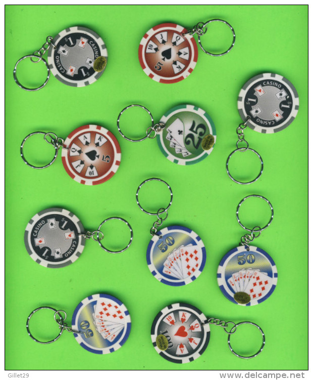 PORTE-CLEFS - JETON DU CASINO AVEC JEU DE CARTES - AU CHOIX  LE PRIX EST POUR 1 -- - Porte-clefs