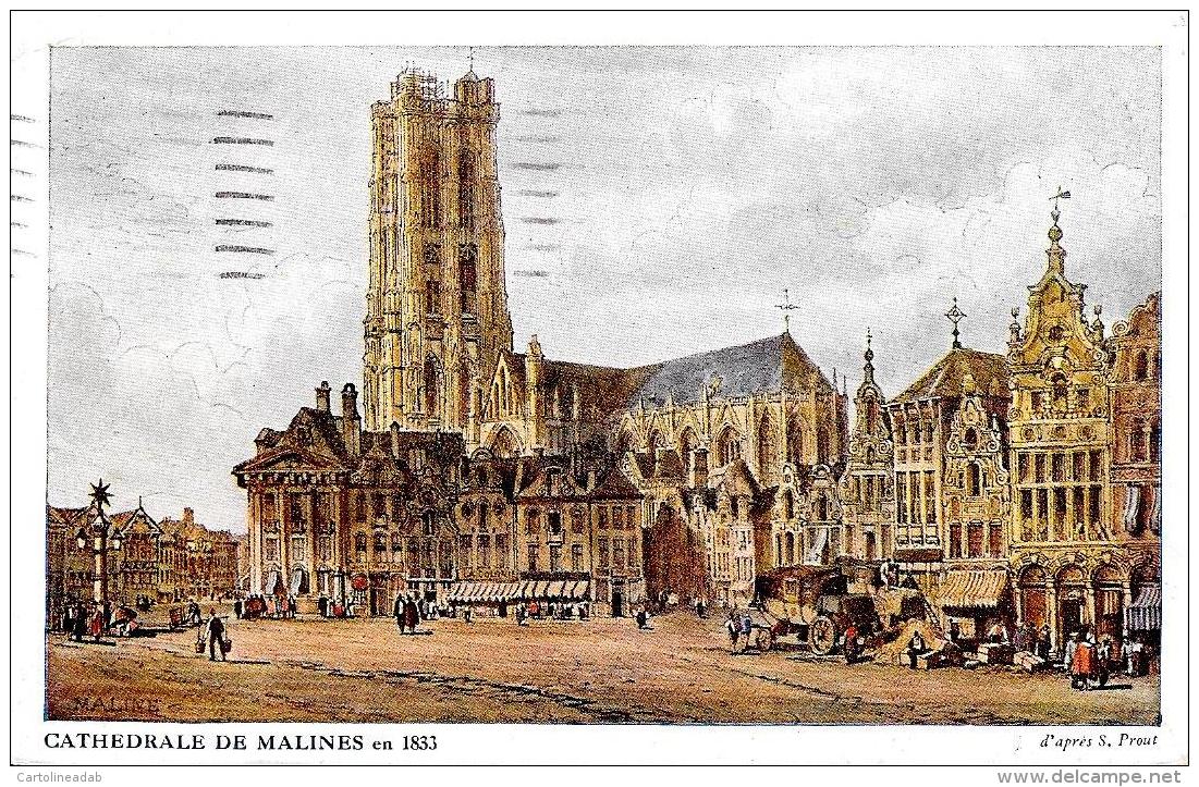[DC2811] CPA - BELGIO - CATHEDRALE DE MALINES EN 1833 - Viaggiata 1917 - Old Postcard - Malines