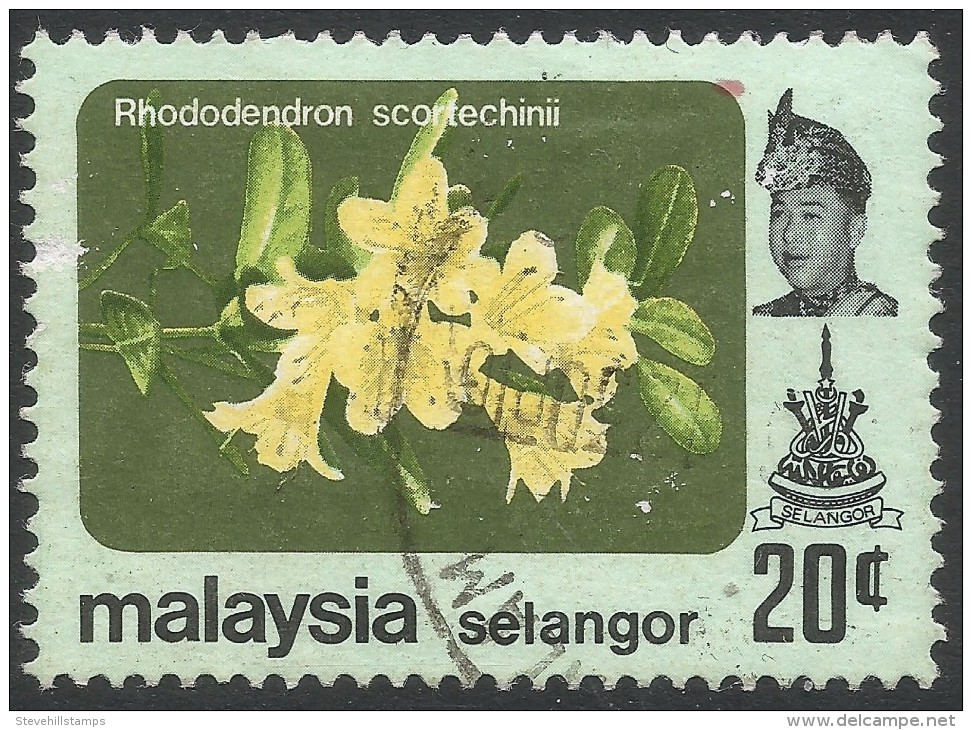 Selangor(Malaysia). 1979 Flowers. 20c Used. SG 163 - Malaysia (1964-...)