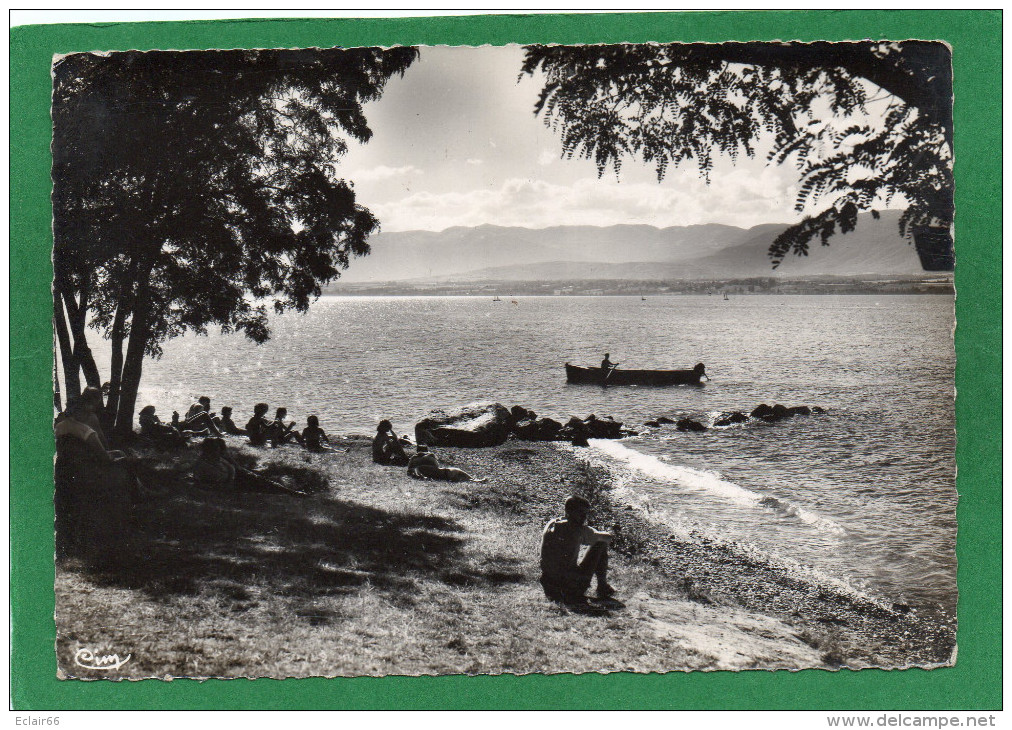 74  Messery - Les Bords Du Lac - La Plage Et La Côte Suisse Trés Animée CPSM Grd Format Année 1960 EDIT Comb C I M - Messery