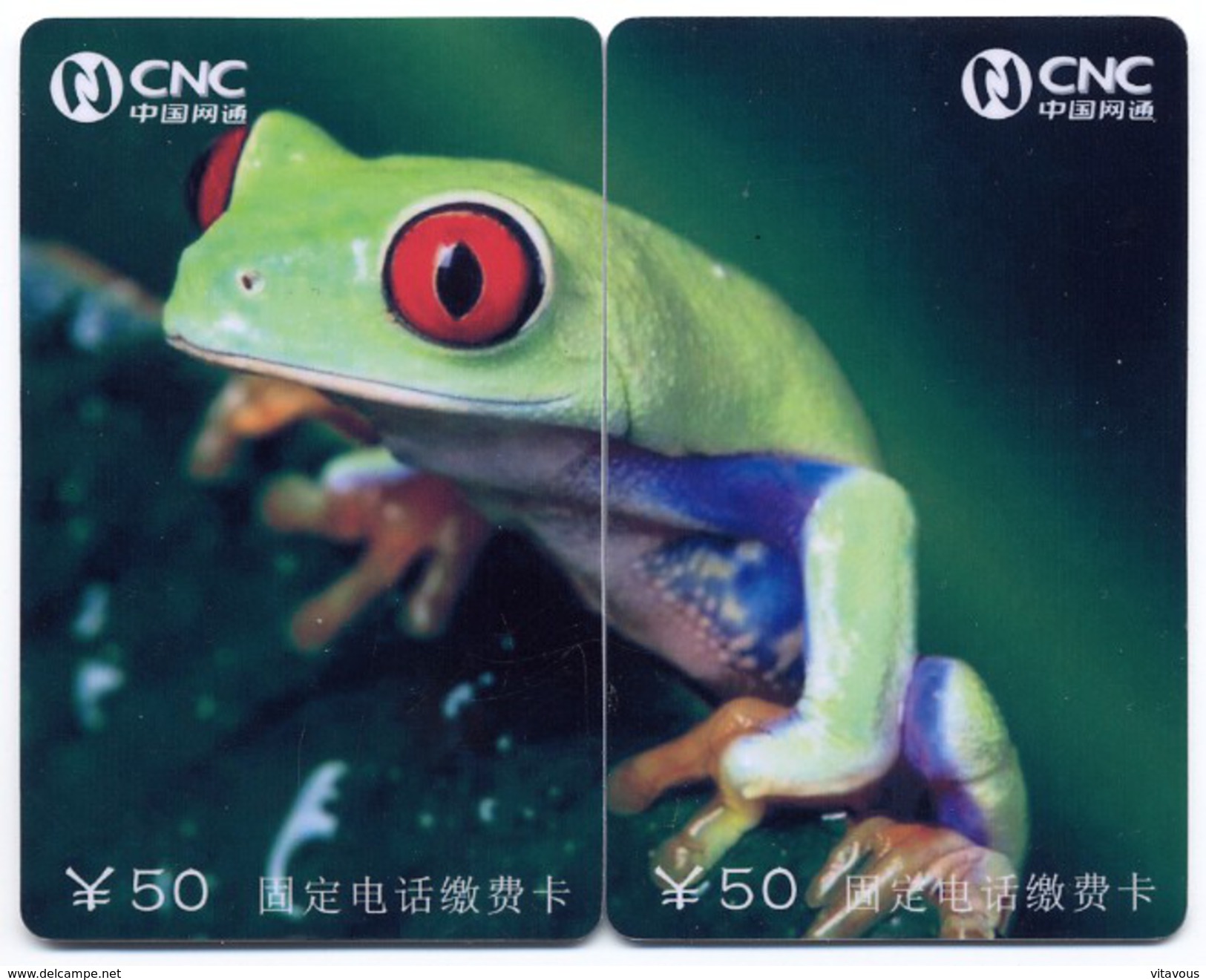 Puzzle Grenouille Frog  Frosch Rana 2 Télécartes Chine Phonecard P05 - Chine